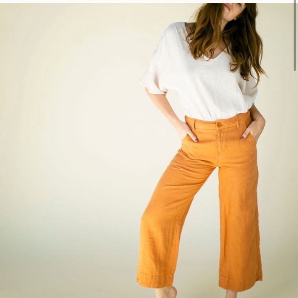 Women's Cropped Wide-Leg Pants in Burnt Orange